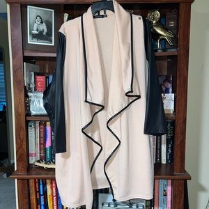 Boohoo cardigan faux leather sleeve size 20